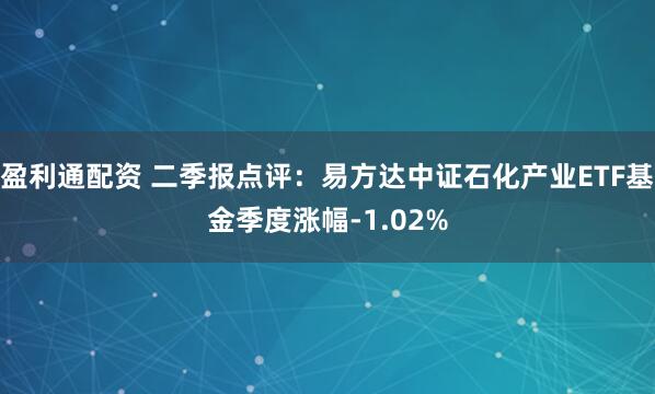 盈利通配资 二季报点评：易方达中证石化产业ETF基金季度涨幅-1.02%